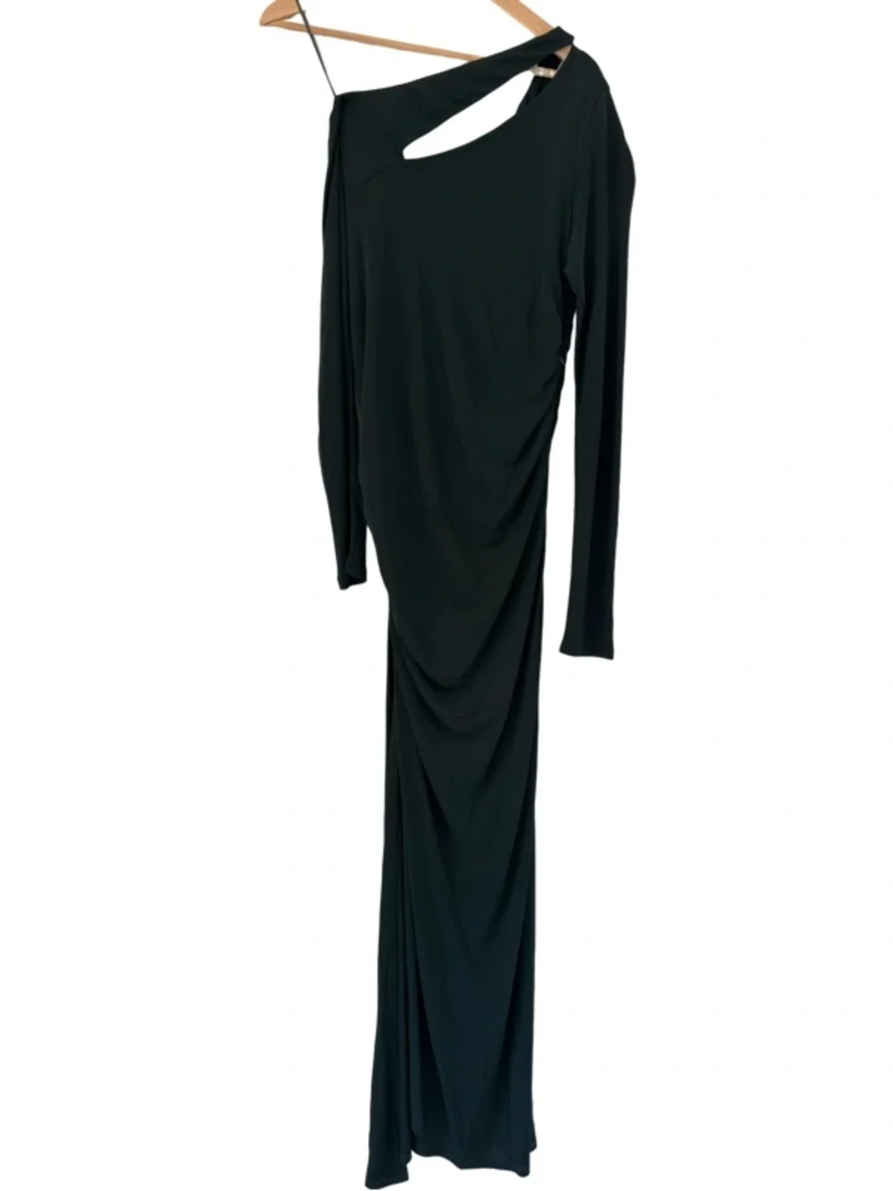 Reiss Delphine Off The Shoulder Cut Out Maxi Dress in Green Size 6